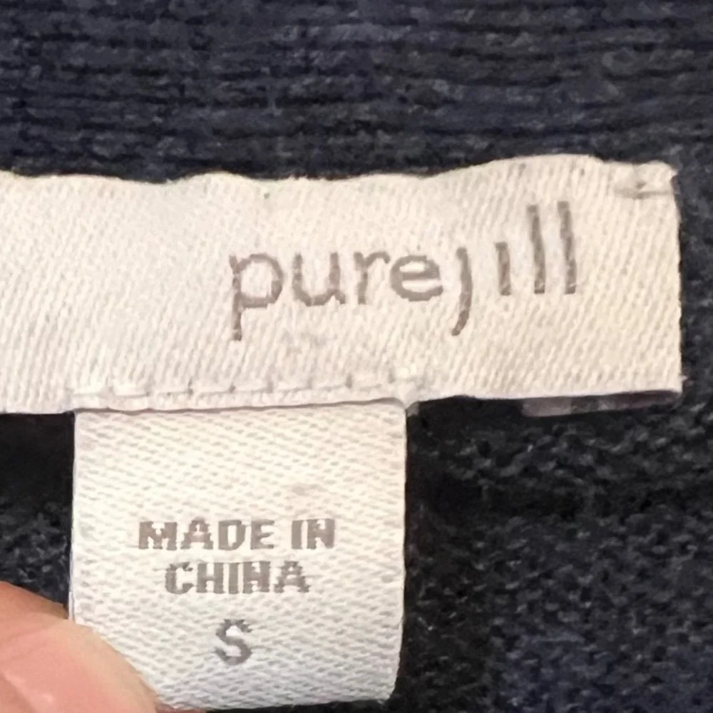 J Jill Pure Jill Women's Small Open Front Long Cardigan Duster Navy Linen Blend - Picture 4 of 9